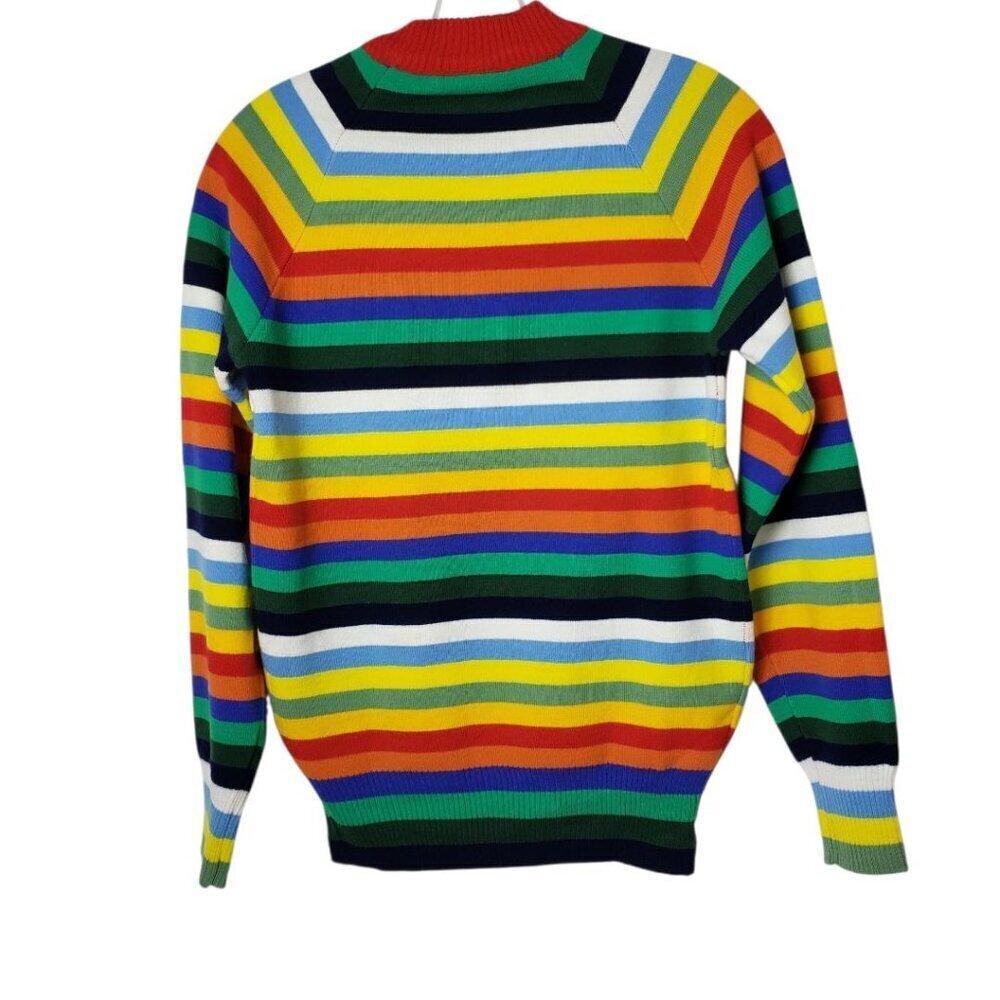 Hot Dog Dionysian Vtg 70's Rainbow Striped Mock neck Sweater Xlarge - Picture 13 of 14